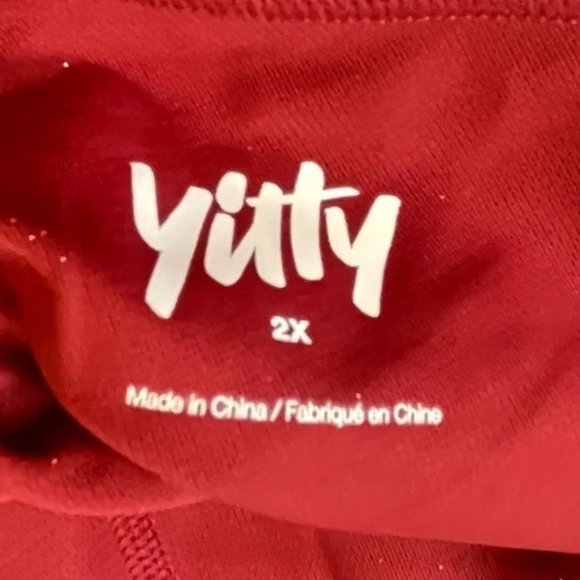 NWT Yitty Burgundy Red Spotlight Ruched Leggings with Metallic Sparkles 2X - Picture 6 of 6